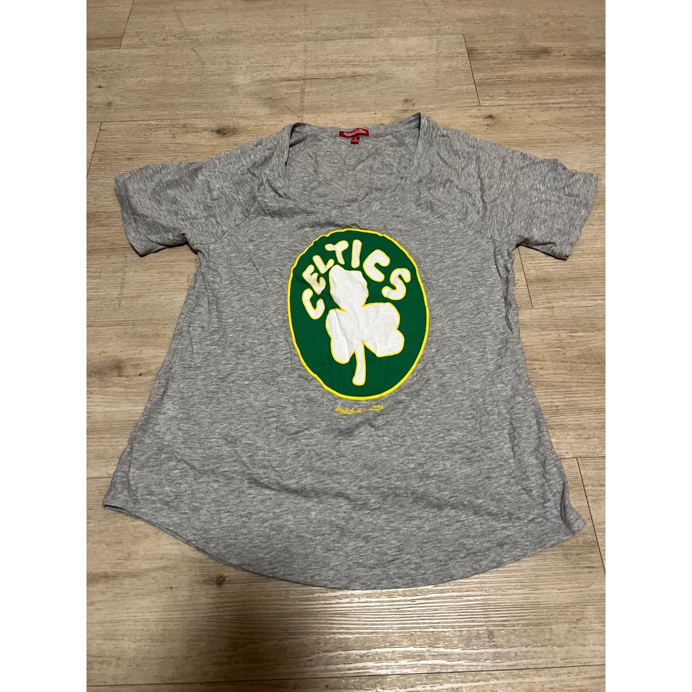 Mitchell Ness Celtics Gray Heather V Neck Shirt Womens M Basketball‎ Sportswear
